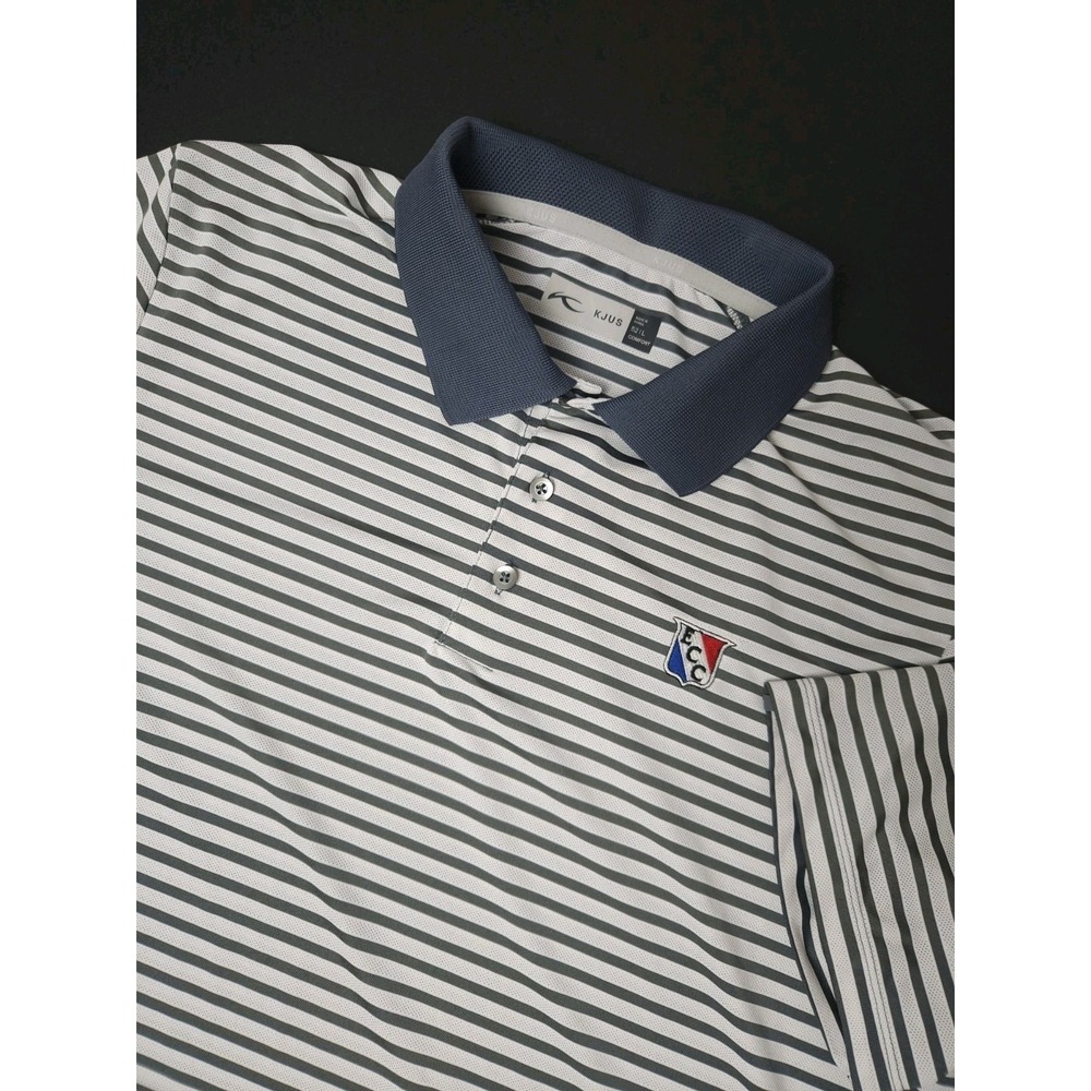 Kjus Comfort Men's Lightweight Short Sleeve Striped Golf Polo Shirt Large